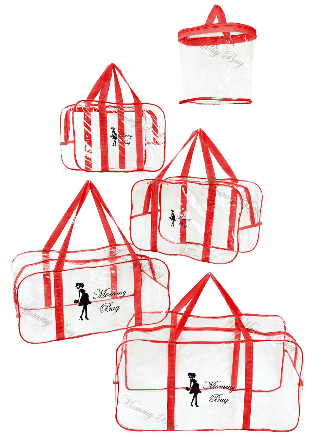 Набір із прозорих сумок у пологовий будинок (S, M, L, XL + органайзер) Mommy Bag (280941773)