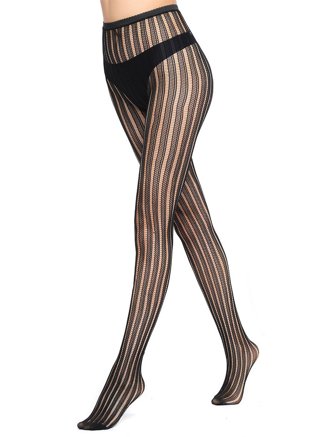 Колготки в сіточку з вертикальними смужками No Brand (331603849)