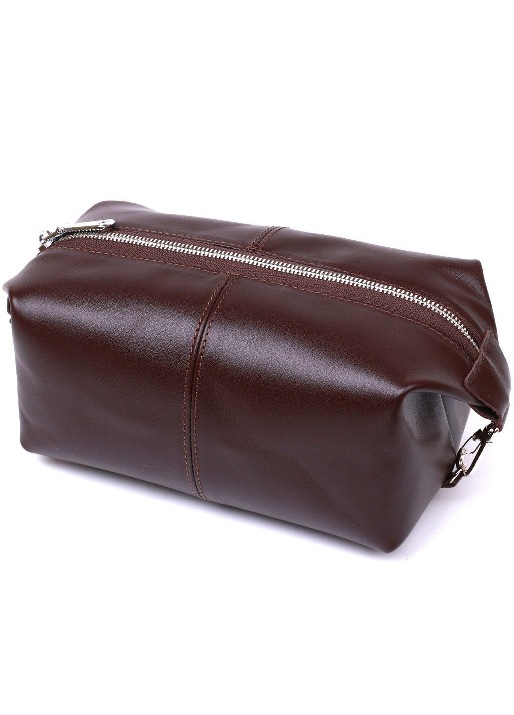 Кожаная глянцевая косметичка 16407 Коричневый Shvigel (292849805)