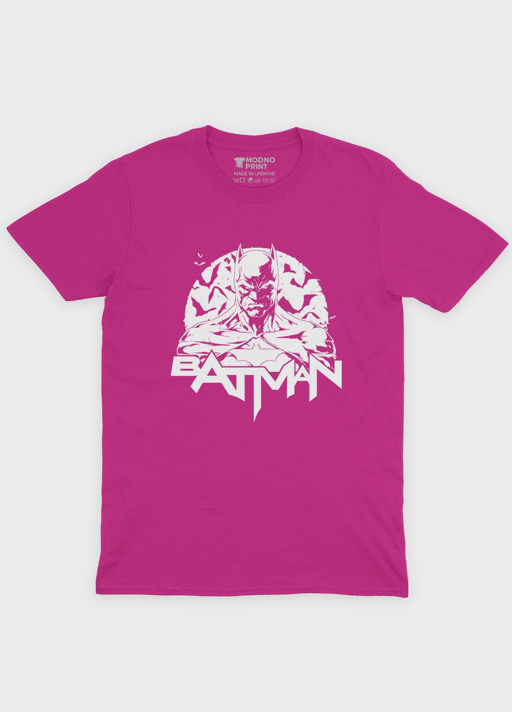 Рожева демісезонна футболка для дівчинки з принтом супергероя - бетмен (ts001-1-fuxj-006-003-012-g) Modno