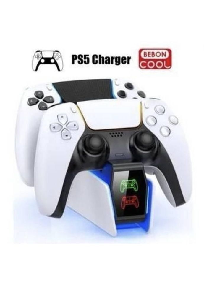 Зарядка для джойстика BebonCool PlayStation 5 PS5 DualSense Dualsense Edge на 2 геймпада с LED RGB Белый No Brand (330778766)