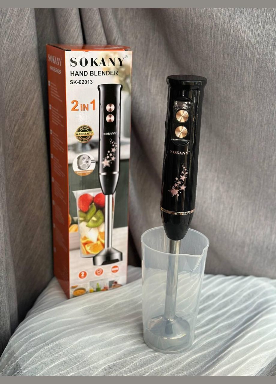 Погружной ручной блендер 2в1 SK-02013 из нержавеющей стали 600Вт с кнопкой Power Bell Черный Sokany (323430468)