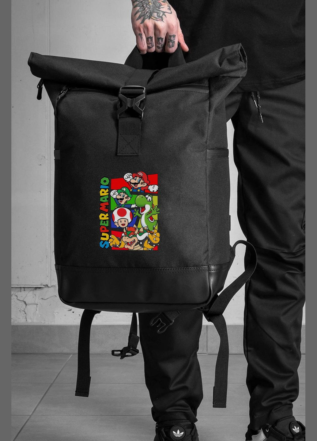 Повседневный Рюкзак Роллтоп Школьный Для Мальчика С Принтом Супер Марио Without (348059224)