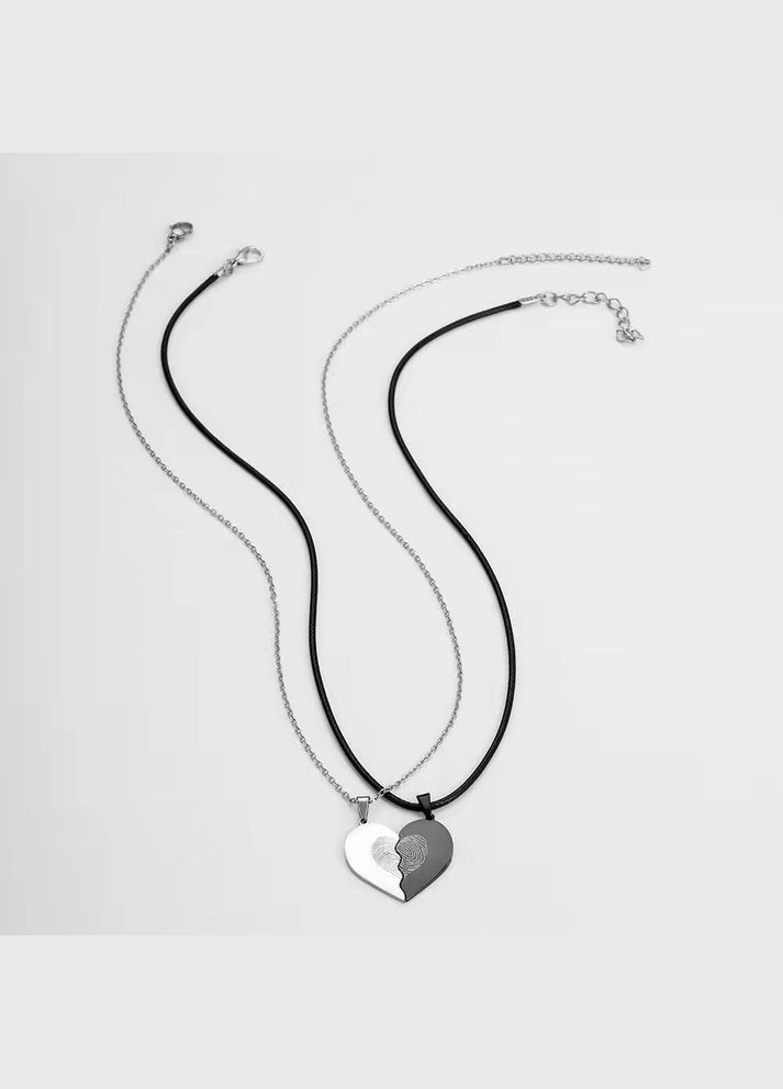 Парні кулони для закоханих у формі серця з гравіюванням відбиток пальця No Brand (323652839)