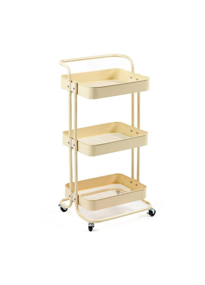 Етажерка мобільна триярусна універсальна з металу 45х37х82см Кремова SW-00002105 Sticker Wall (337341913)