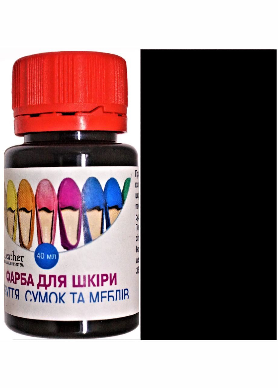 Краска полиуретановая (водная) для кожаных изделий 40 мл. Deep Black (Глубоко-черный) Dr.Leather (282311540)