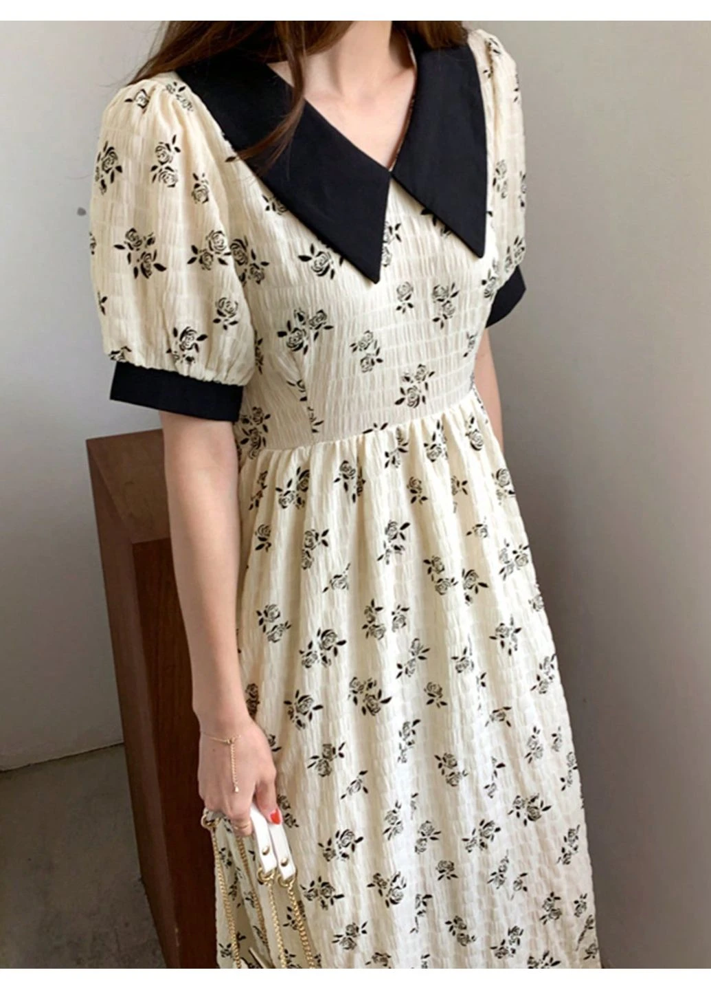 Кремова сукня SHEIN колор блок