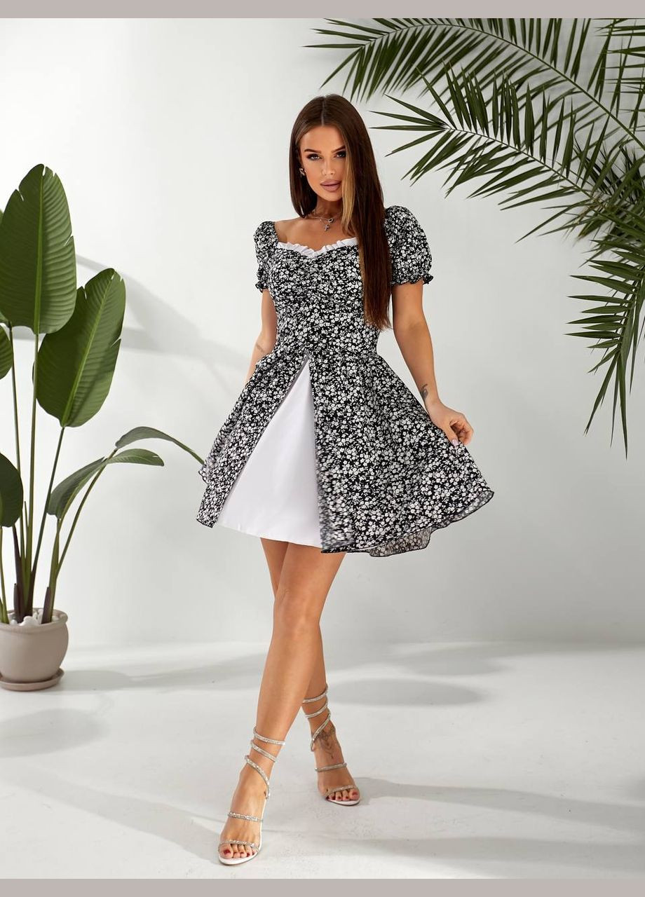 Черно-белое платье лето/весна ткань софт No Brand