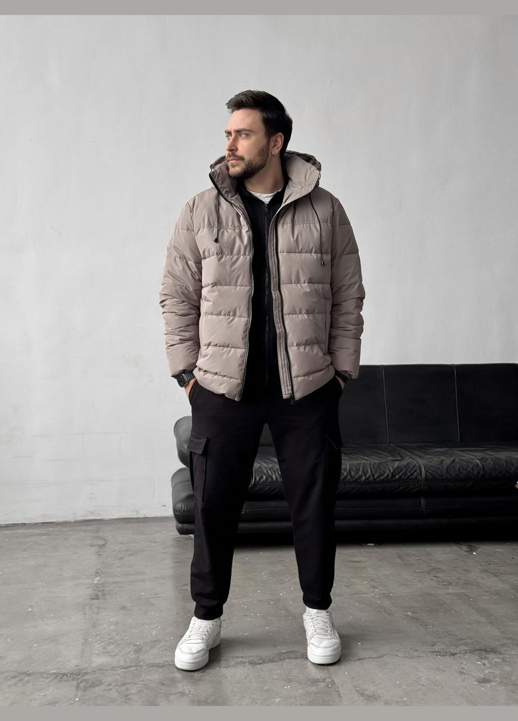 Комплект куртка сіра беж Main + костюм Jack на блискавці чорний No Brand (327253641)