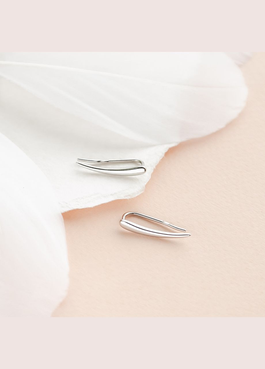 Срібні сережки кафи легкі Пелюстки без камінців No Brand (333705884)