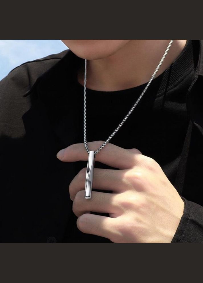 Мужская металлическая серебряная подвеска, цепочка с кулоном, спираль No Brand (328251202)