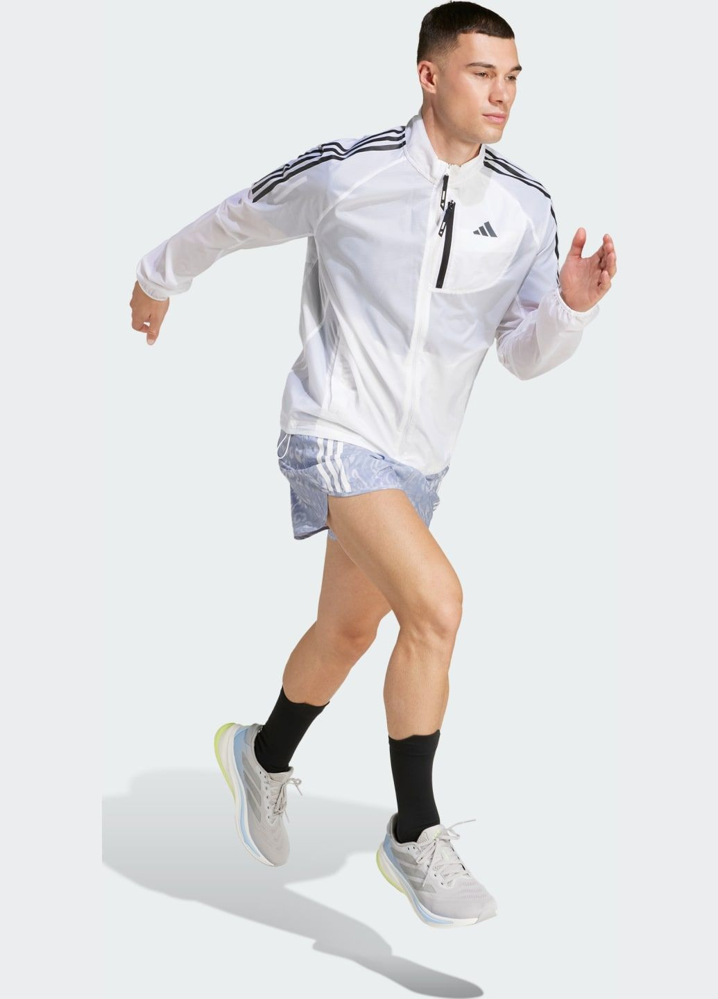 Біла демісезонна куртка own the run 3-stripes adidas