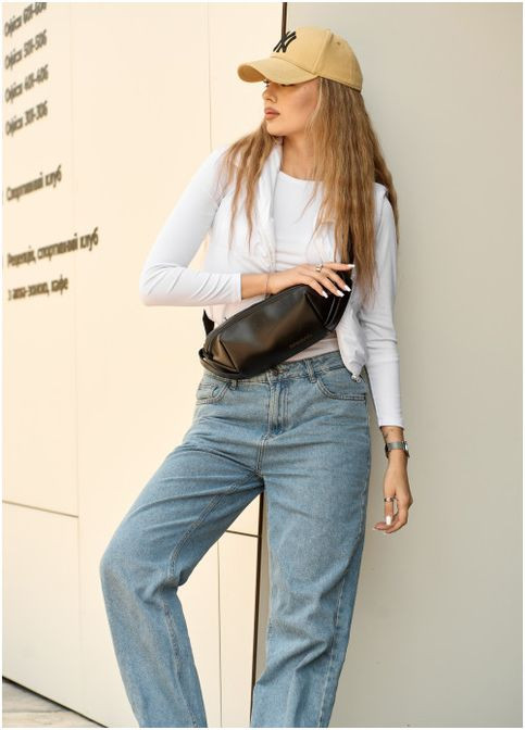 Женская кожаная сумка на пояс бананка Holster MSH черная с перфорацией (SKU_87119101-VS) Sambag (302450374)