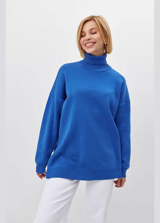 Синій демісезонний светр жіночий в'язаний теплий синій mkrm4035-1 Modna KAZKA