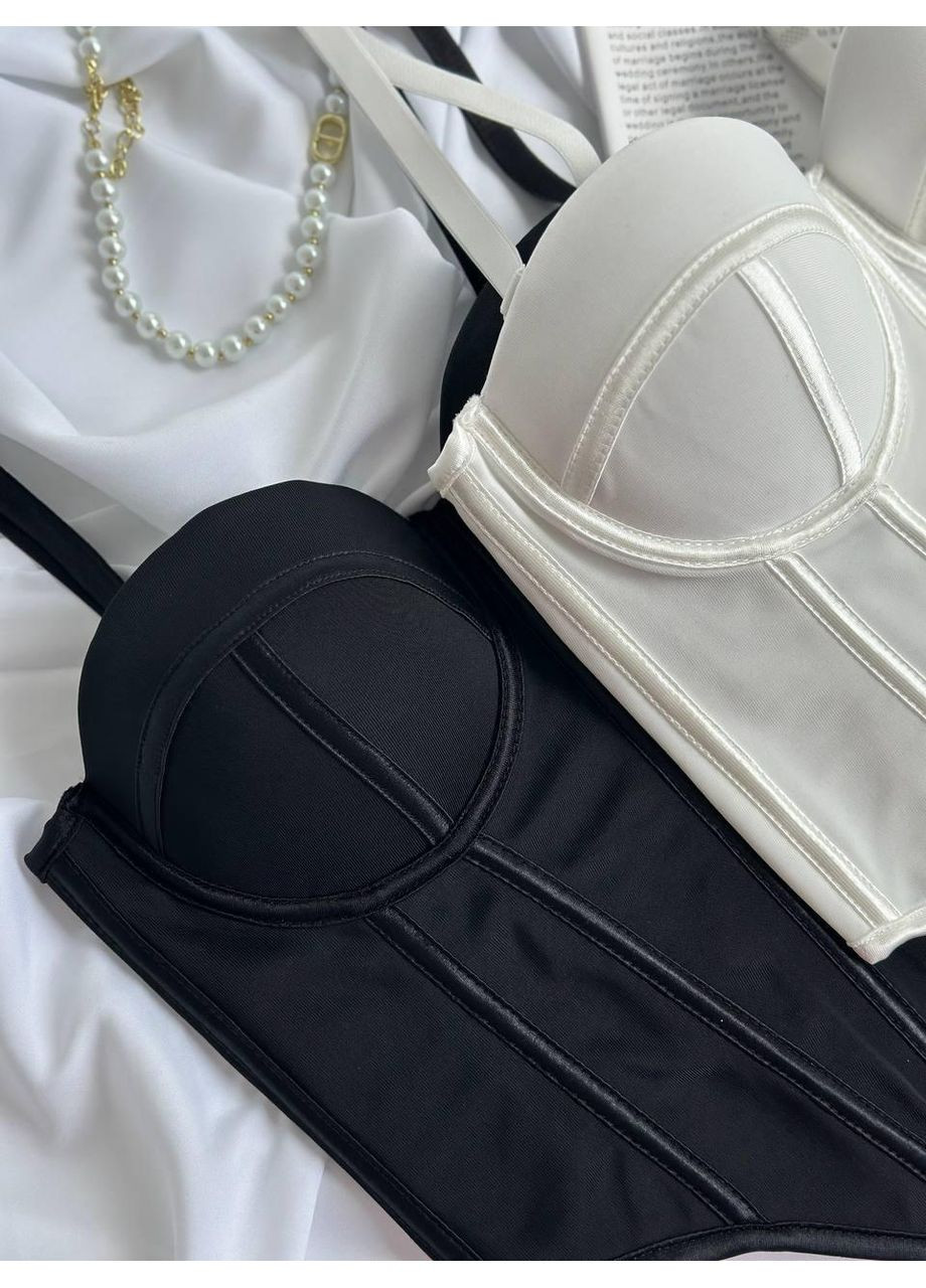 Корсет без бретелей / Корсет-бюстьє чорний класичний / Елегантний чорний топ-корсет push-up No Brand (370976326)
