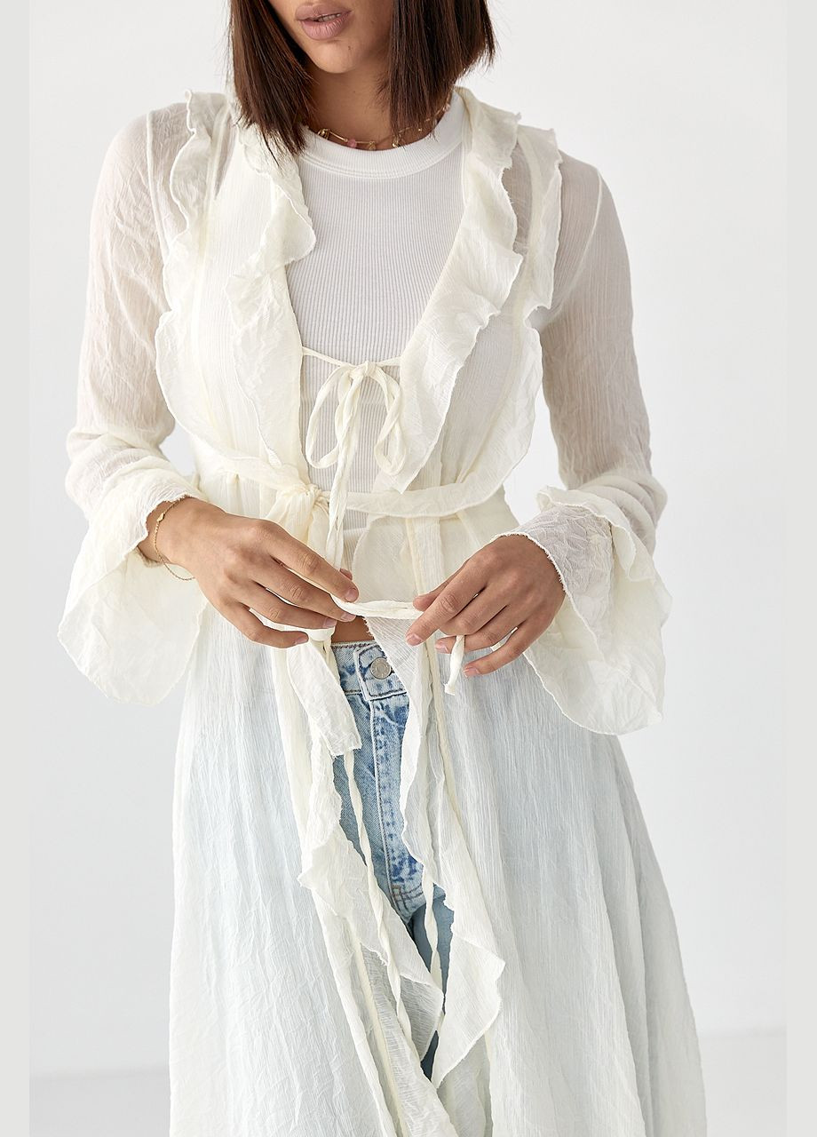 Кремовое пляжное прозрачное платье Lurex