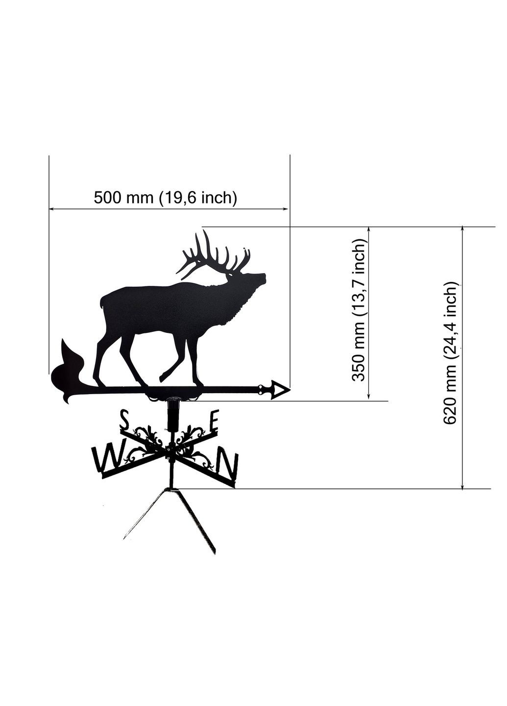 Флюгер Лось, флюгер на кровлю из металла 2 мм. No Brand (368896730)