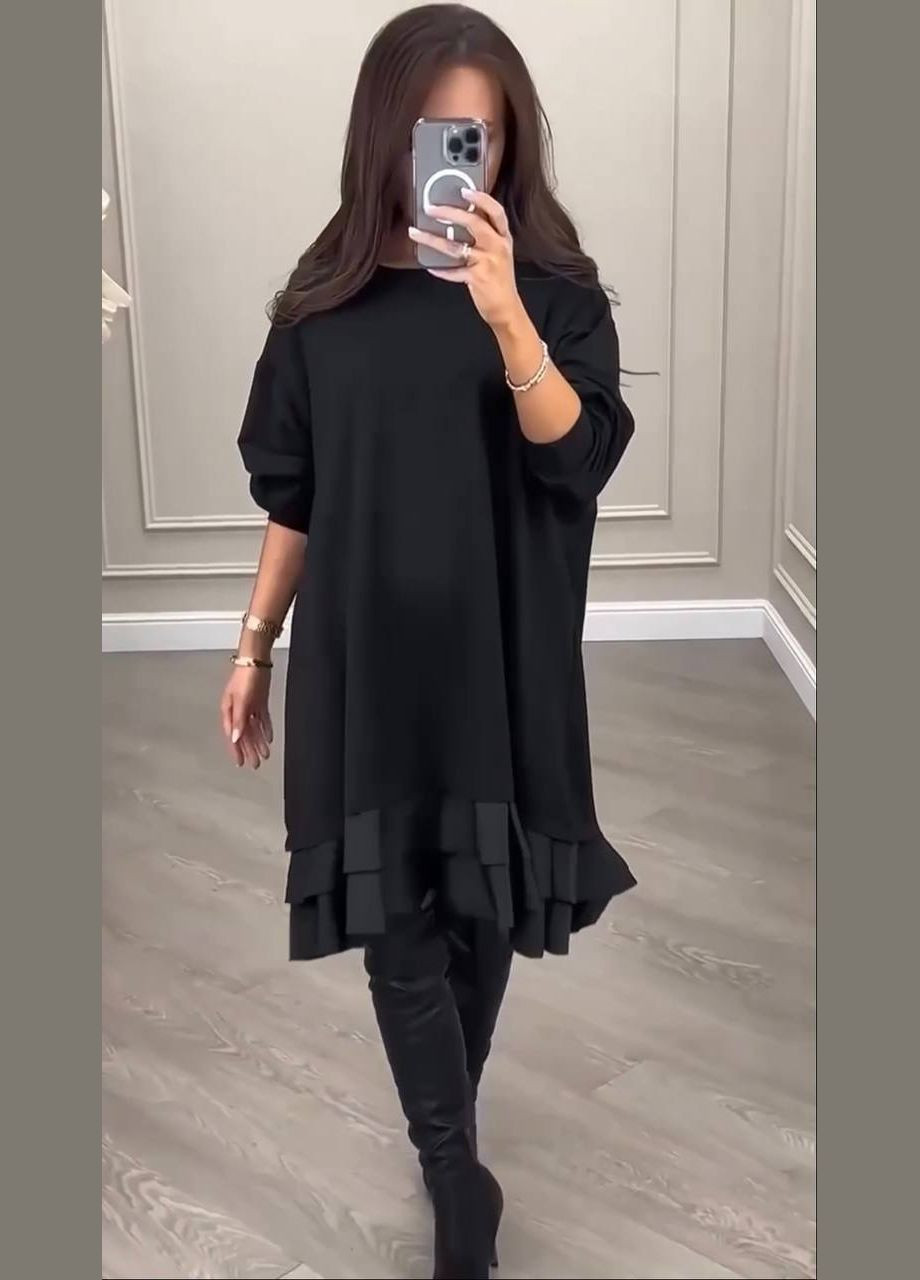 Черное женское платье свободного кроя цвет черный New Trend