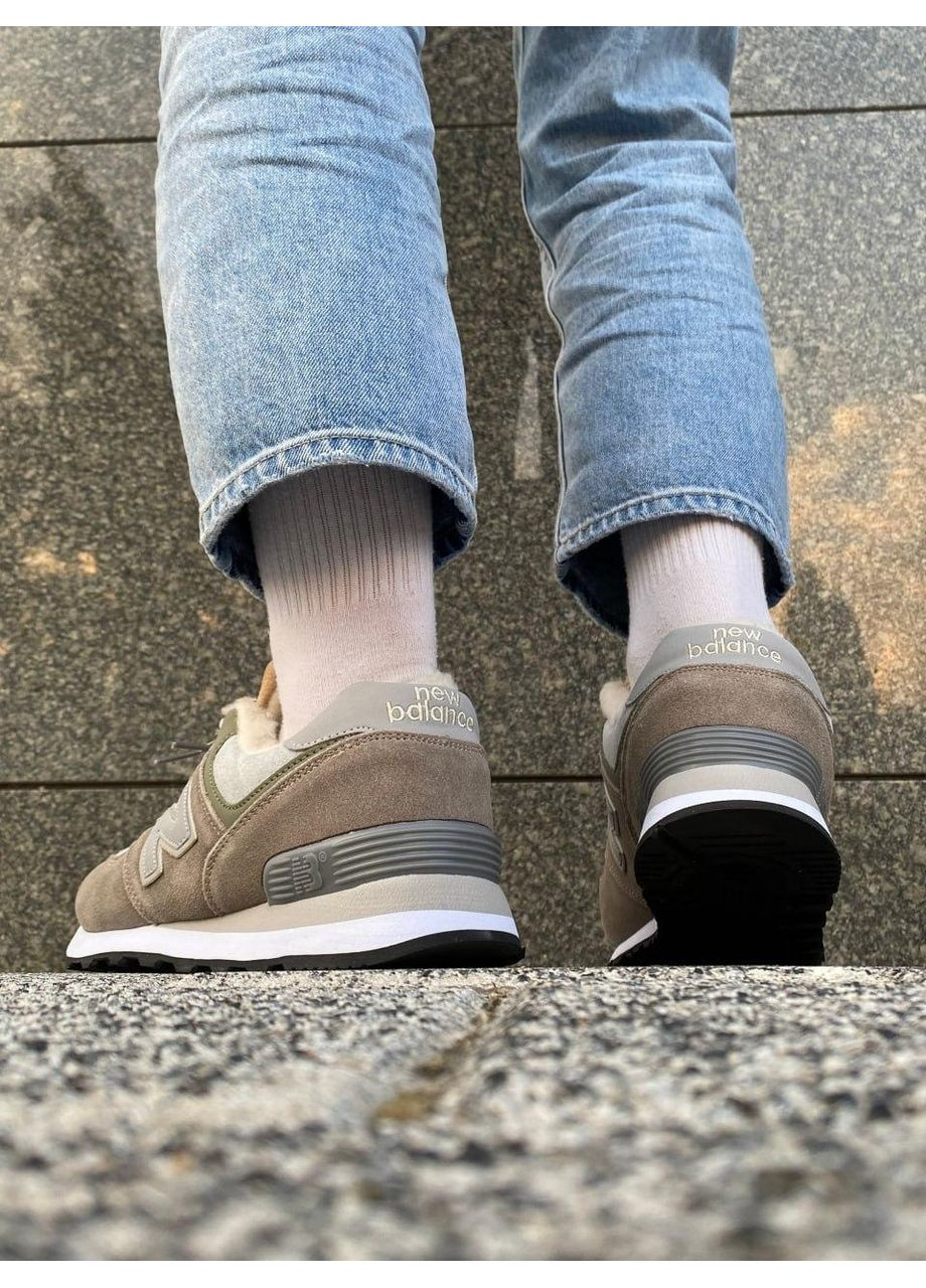 Зеленые зимние кроссовки мужские new balance 574 stone island нью беланс 574 No Brand