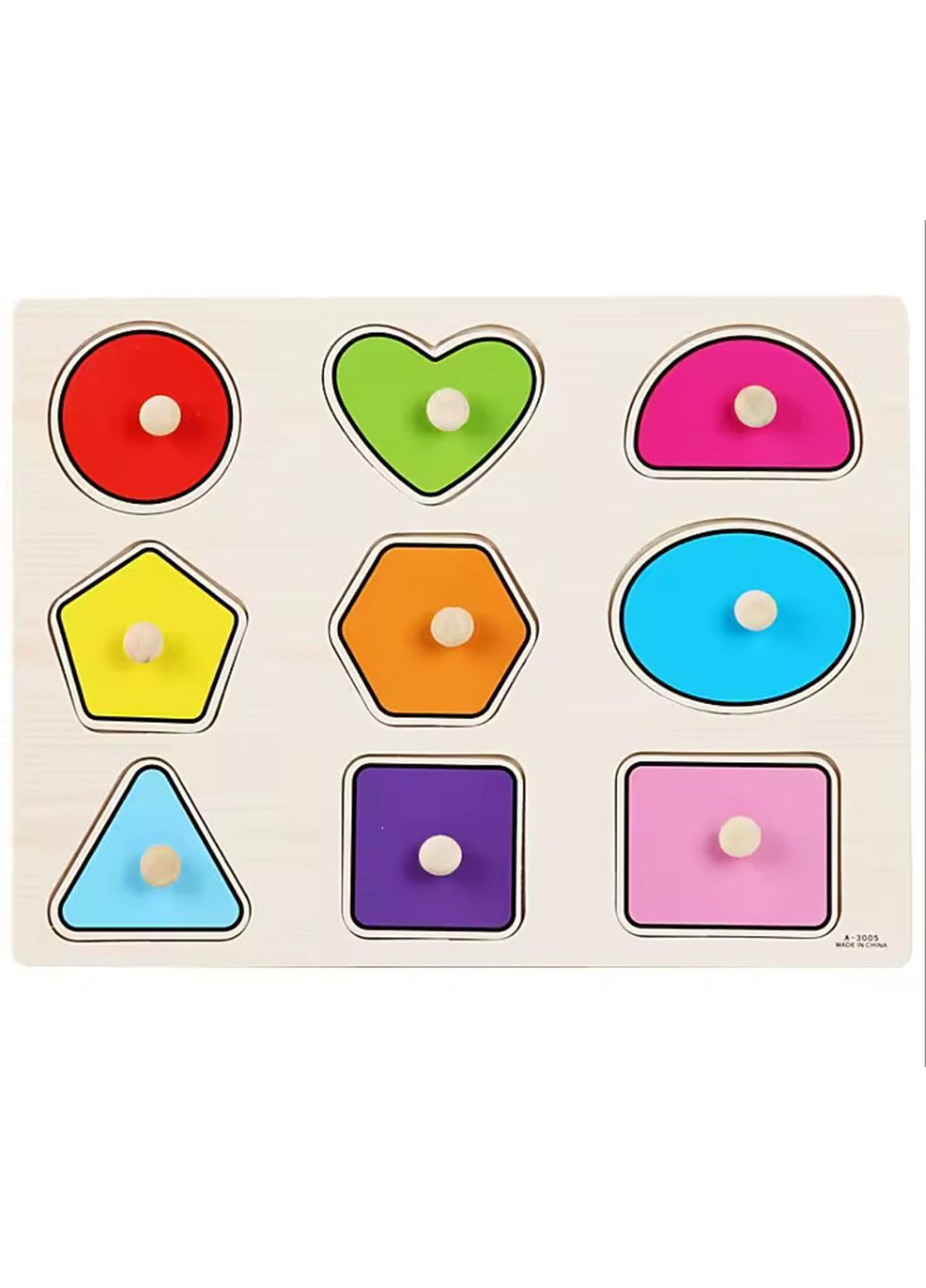 Деревянный пазл-вкладыш с ручками “Геометрические фигуры” | Развивающая игрушка для детей No Brand (364553193)