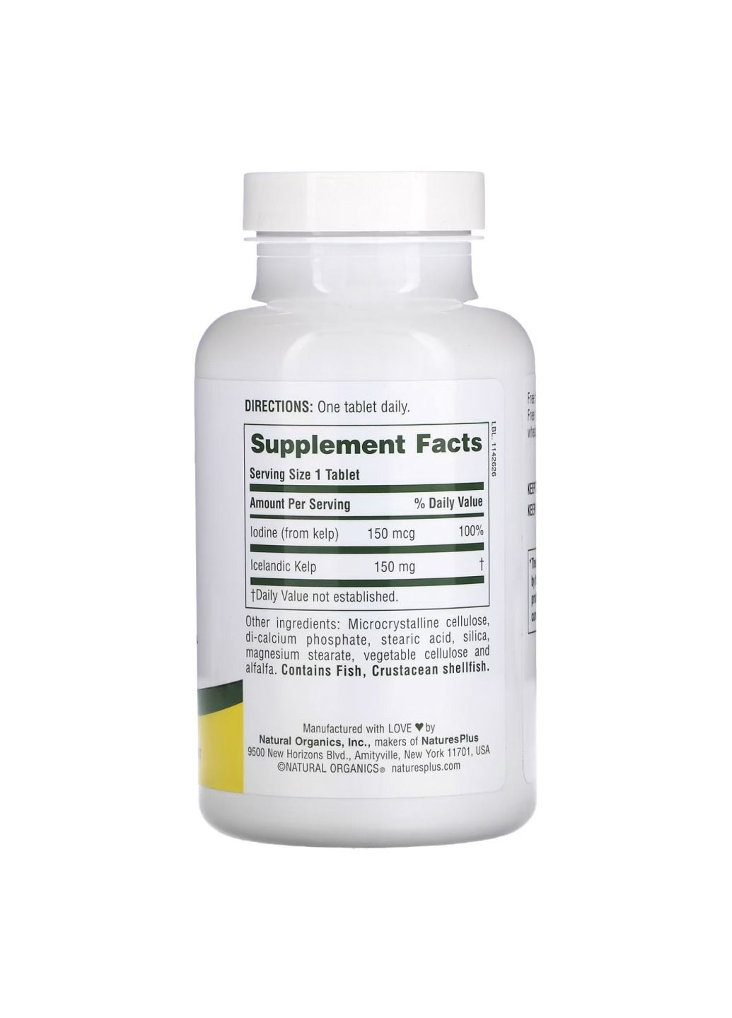 Келп водорості, Джерело йоду Kelp - 300 tabs Nature's Plus (297582215)