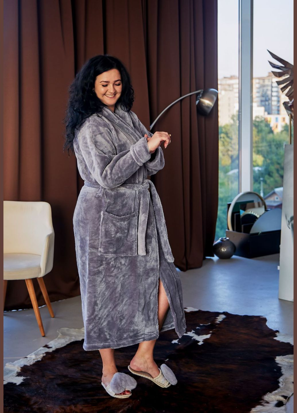 Халат махровий жіночий батал довгий, теплий No Brand халат (301085063)