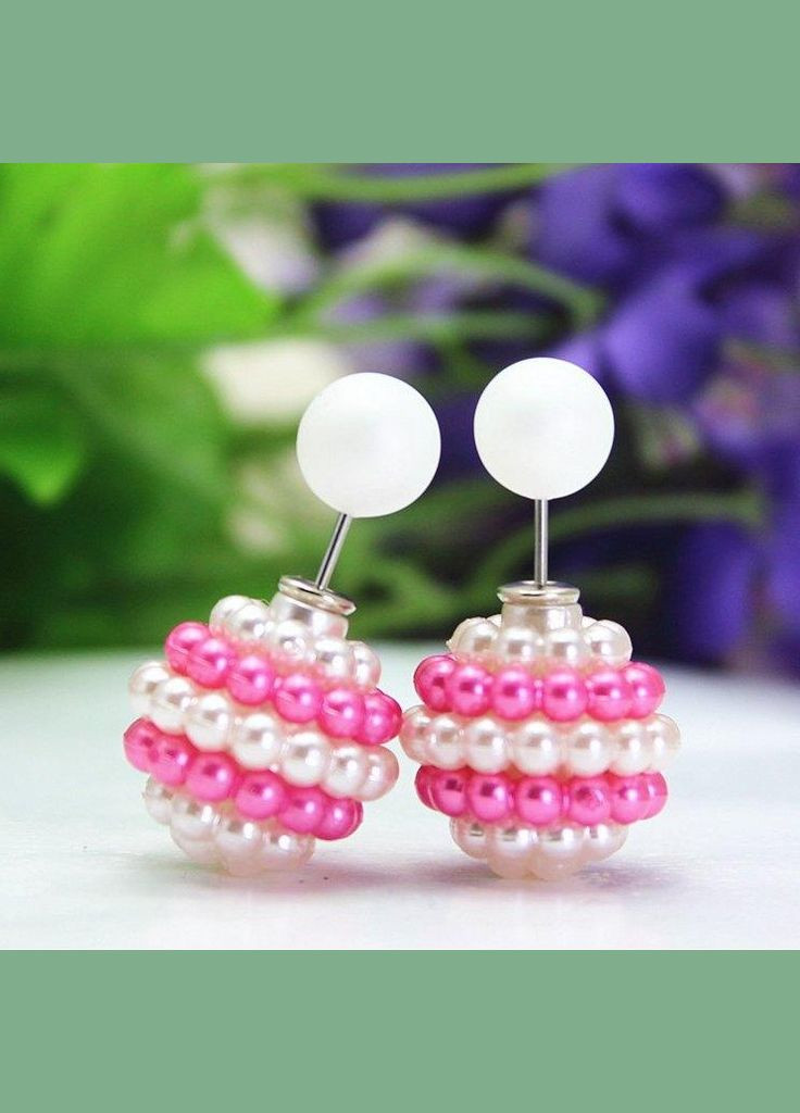 Серьги шарики пусеты в полоску, арт. 8122 Fashion Jewelry (338431447)