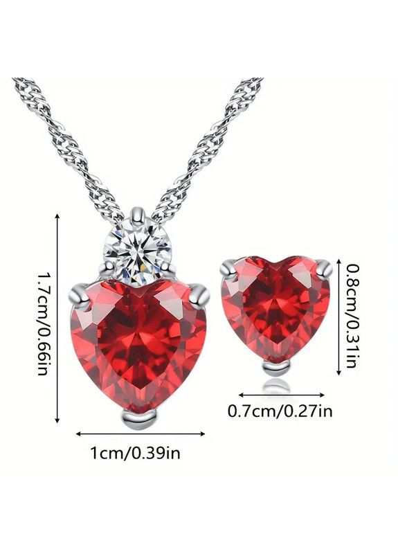 Комплект бижутерии ретро кулон и серьги радужное сердце с фианитами 8 мм 1.7 см 45+5 см AurumLux057 Fashion Jewelry (357492640)