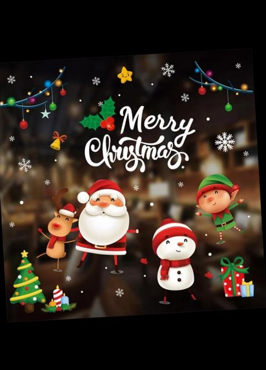 Новорічна наклейка на вікно кольорова 50 на 70 см різнобарвний Jannet Наклейка (306665330)