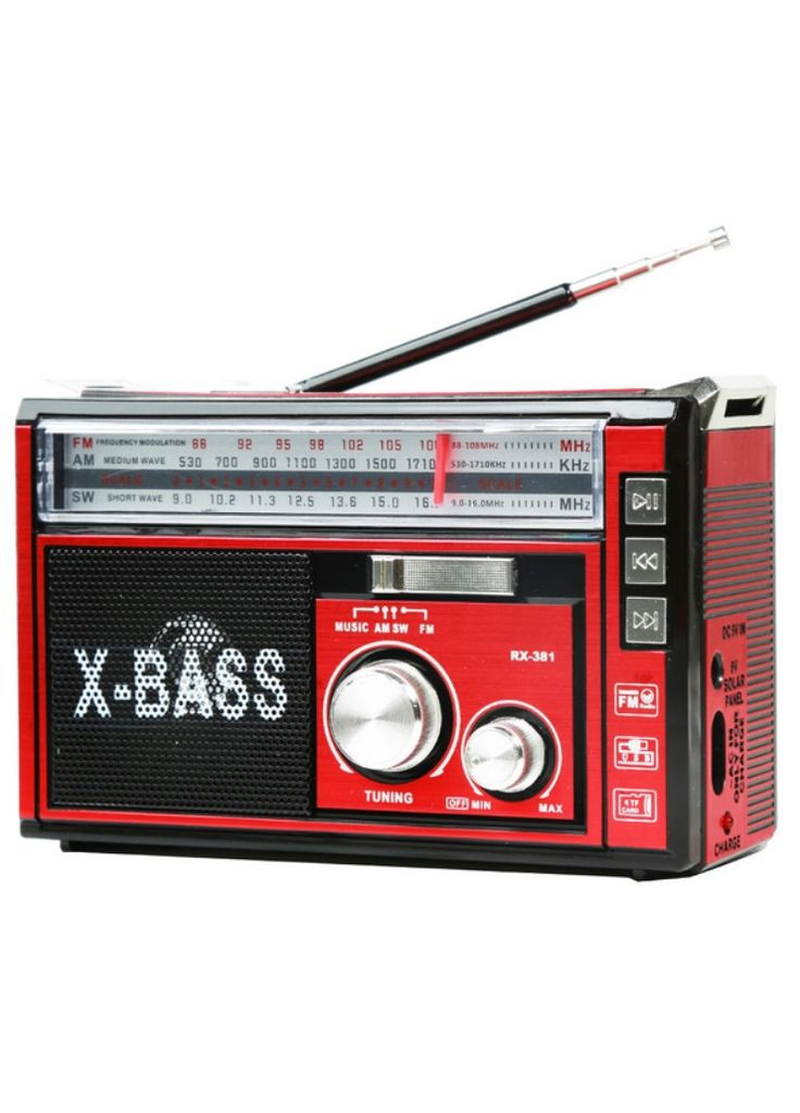 Радиоприемник аккумулятор/220/батарейки /2 USB+SD с фонариком LED Красный (1756375736) Golon RX-381 (335419340)