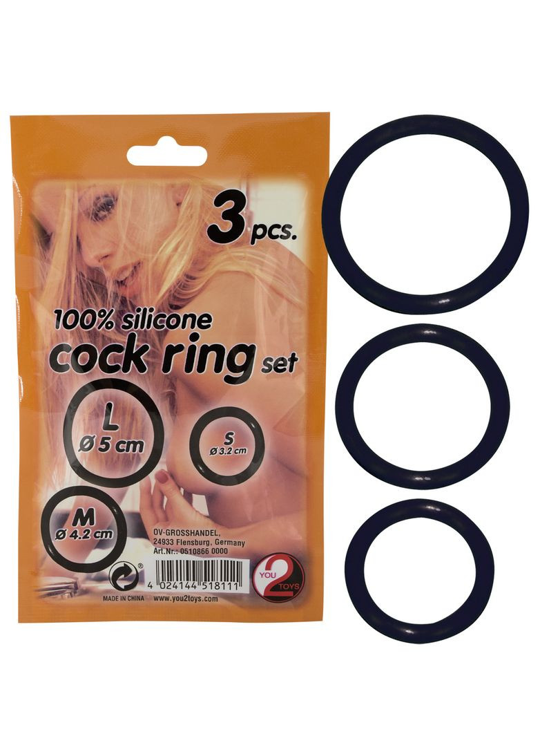 Ерекційні кільця Silicone Cock Ring set 3 pcs Чорні - CherryLove You2Toys (282963183)