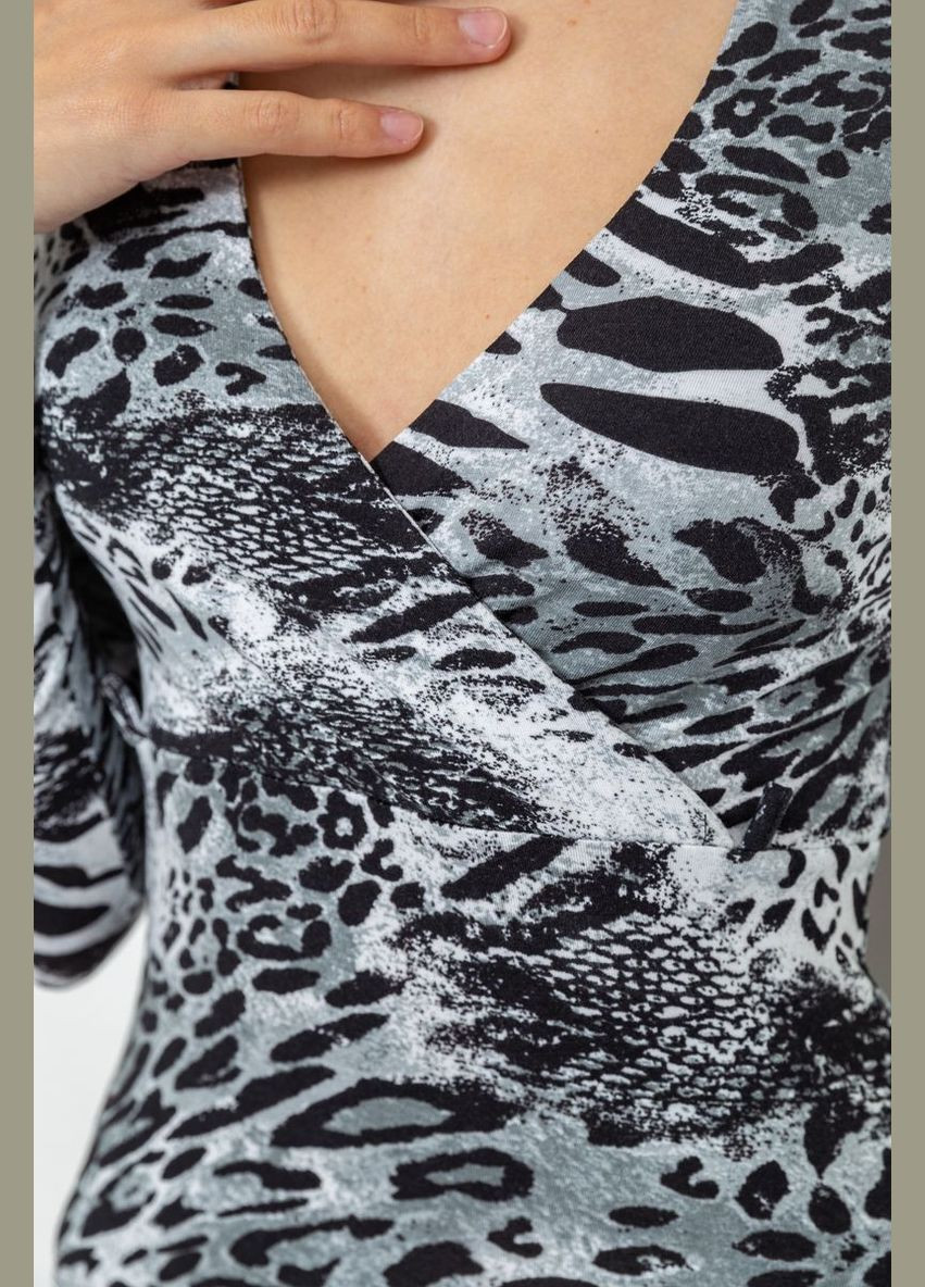 Комбинированная демисезонная блуза, цвет серо-черный, Ager