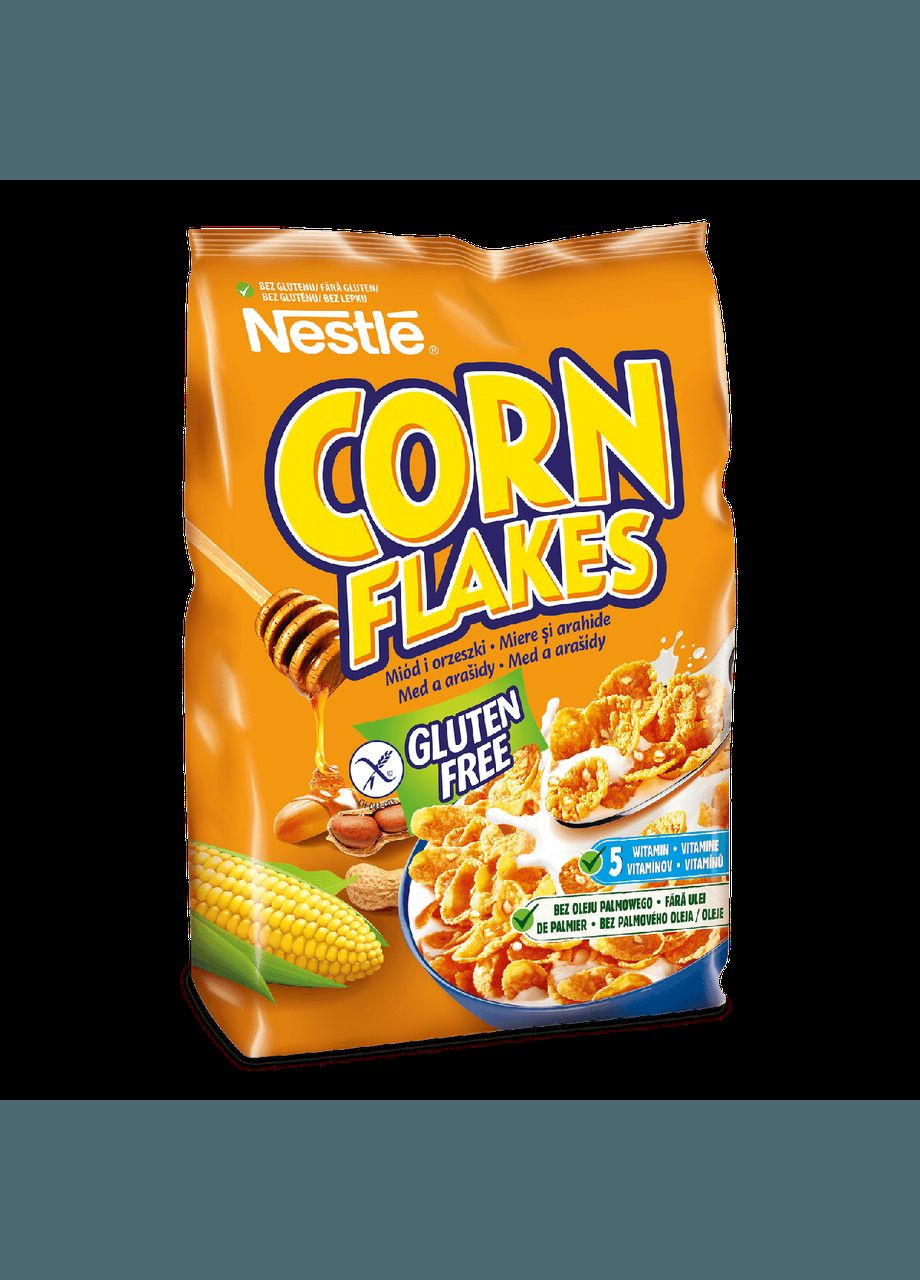 Cухой завтрак Corn Flakes Honey&Nut безглютеновые хлопья с медом и арахисом 450 г Nestle,
