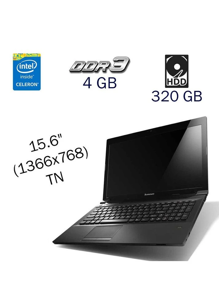 Ноутбук B580 / 15.6" TN / Intel Celeron B820 (2 ядра по 1.7GHz) / 4GB DDR3 / 320GB HDD / HD Graphics for 2nd Generation / Lenovo (398129843)