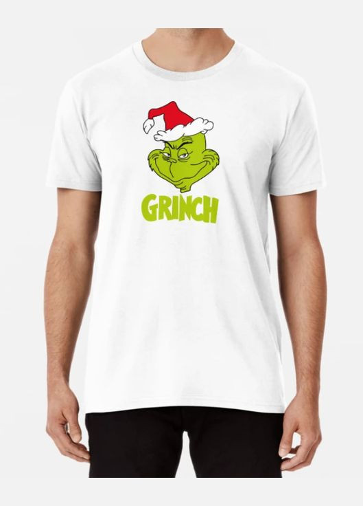 Біла чоловіча новорічна футболка з принтом grinch грінч новорічний Stedman