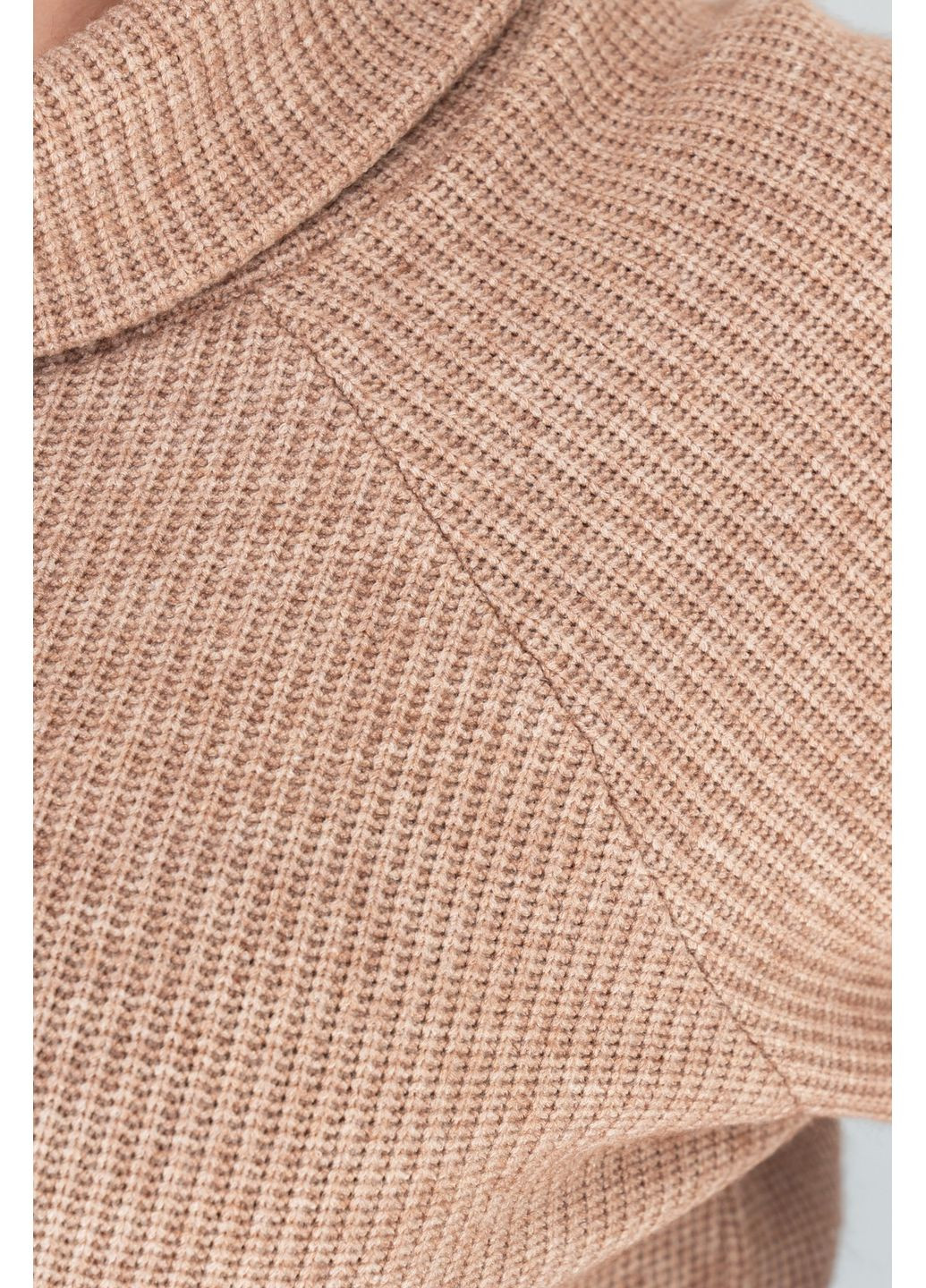 Коричневый демисезонный свитер свободного силуэта из ангоры и трикотажа косичка all posa (ap102144p) A'll Posa