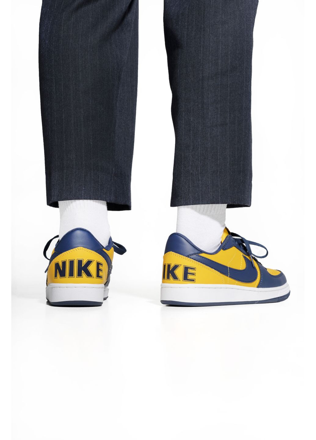 Цветные демисезонные кроссовки мужские nike terminator low blue / yellow найк No Brand