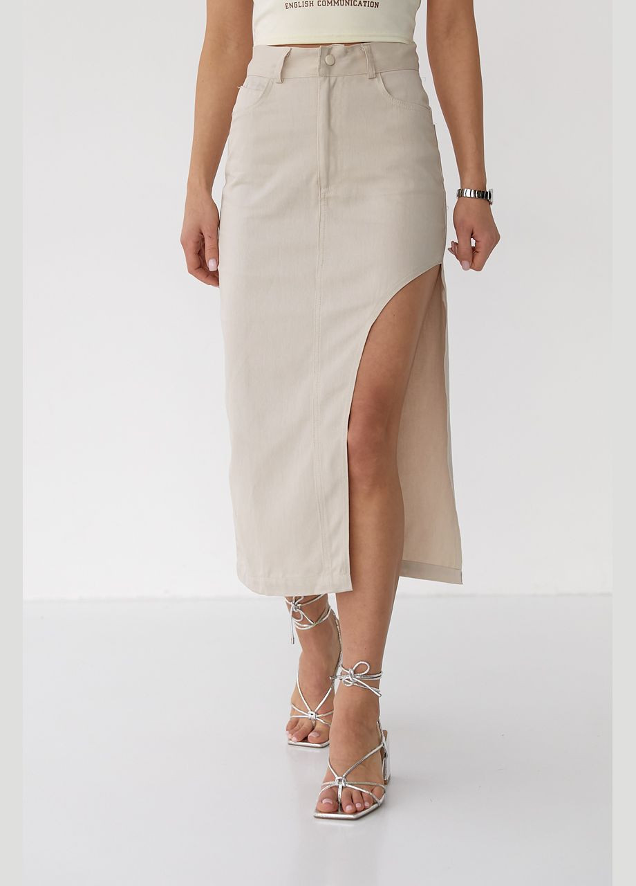 Котонна спідниця з напівкруглим розрізом Liton (297057631)