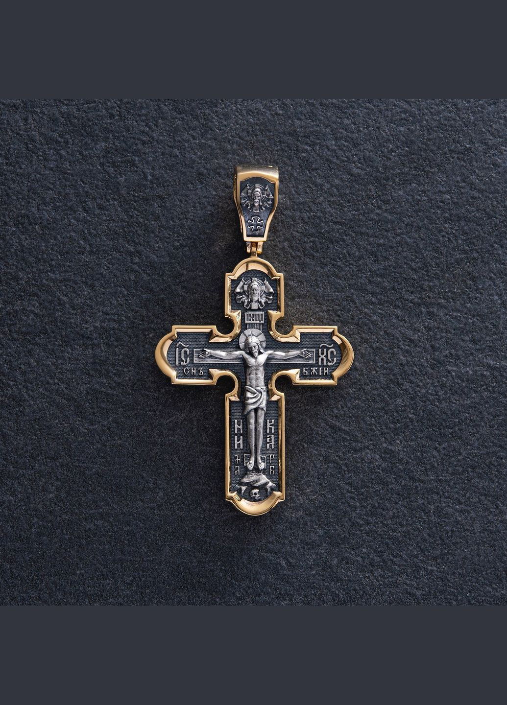 Православный серебряный крест Распятие Христово. Спас Нерукотворный. Икона Божией Матери знамение. Святитель Николай 133095 Oniks (264023955)