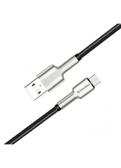 Дата кабель (CWCBUM046-BK) Colorway usb 2.0 am to micro 5p 1.0m head metal black (268142174)