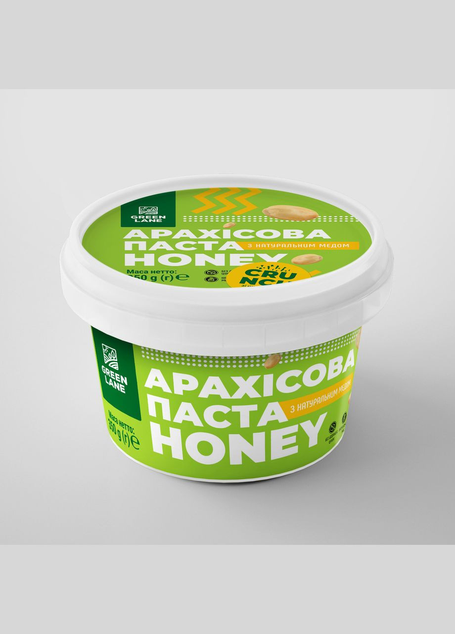 Арахісова паста кранч з медом 350 г., натуральна, без доданого цукру, без консервантів HONEY CRUNCH GREEN LANE (315351278)