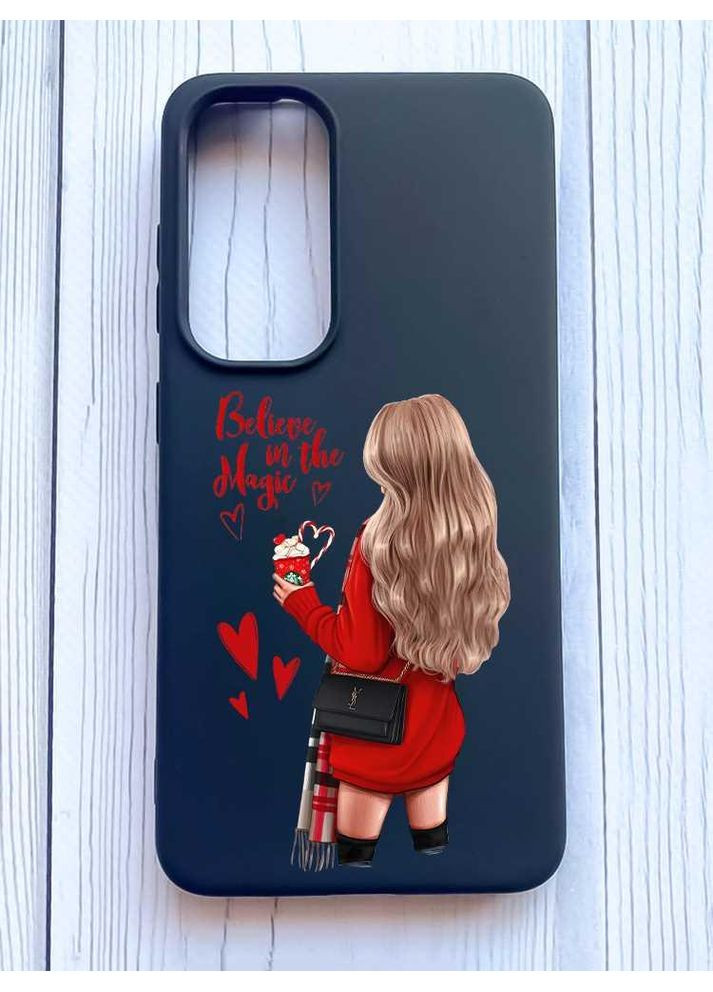 Матовий чорний чохол на Samsung Galaxy A35 (A356) Дівчина з кавою (принт 137) Creative (355400763)