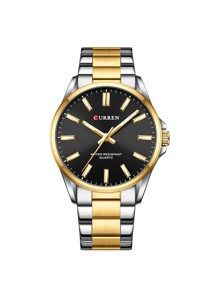 Годинник 9090 сріблястий золотистий чорний чоловічий кварцовий наручний годинник з люмінесцентним підсвічуванням ProDobro (367267048)