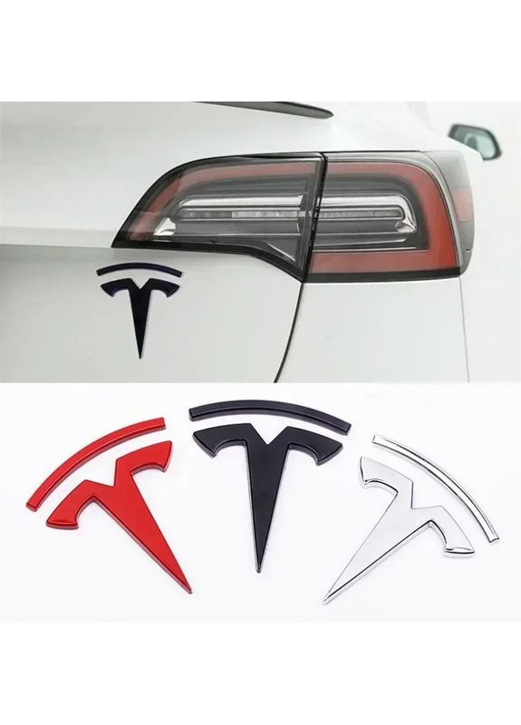 Эмблема 3, Y красная 60х55мм металл: алюминиевый сплав (на скотче) Tesla (369611418)