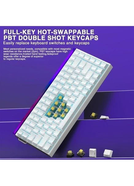 Клавиатура HERO 84 HE White-Purple, проводная клавиатура на МАГНИТНЫХ свечах Aula (399455352)