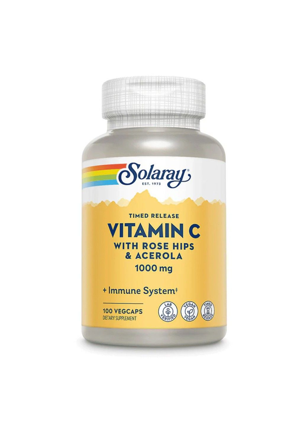 Витамин C с замедленным высвобождением, 1000 мг, 100 вегетарианских капсул Solaray (347600108)