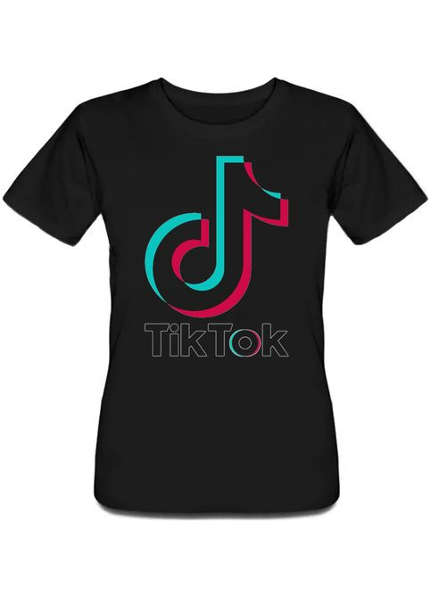 Женская футболка TikTok - Big ogo (чёрная) L Fat Cat - (283035776)