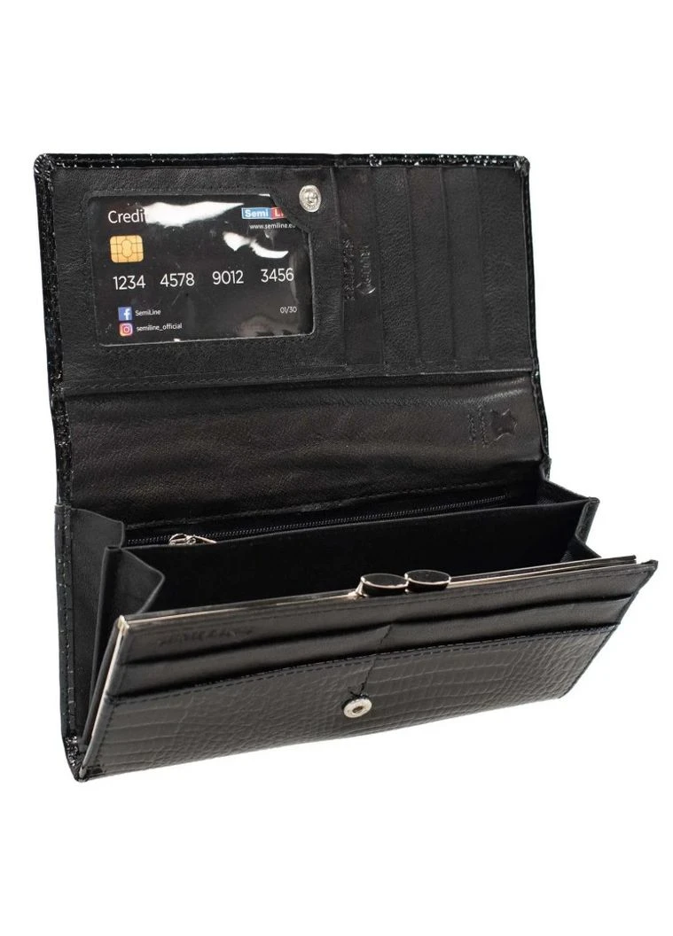 Гаманець жіночий шкіряний RFID Black (P8228-0) () Semi Line DAS303117 (380872836)