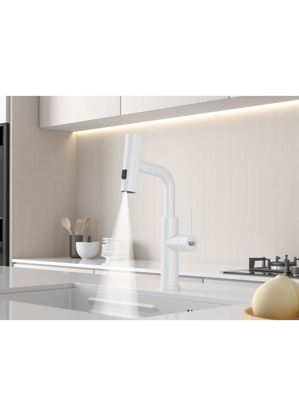 Смеситель на кухню водопад с выдвижной воронкой Nett LW-35 (352261584)