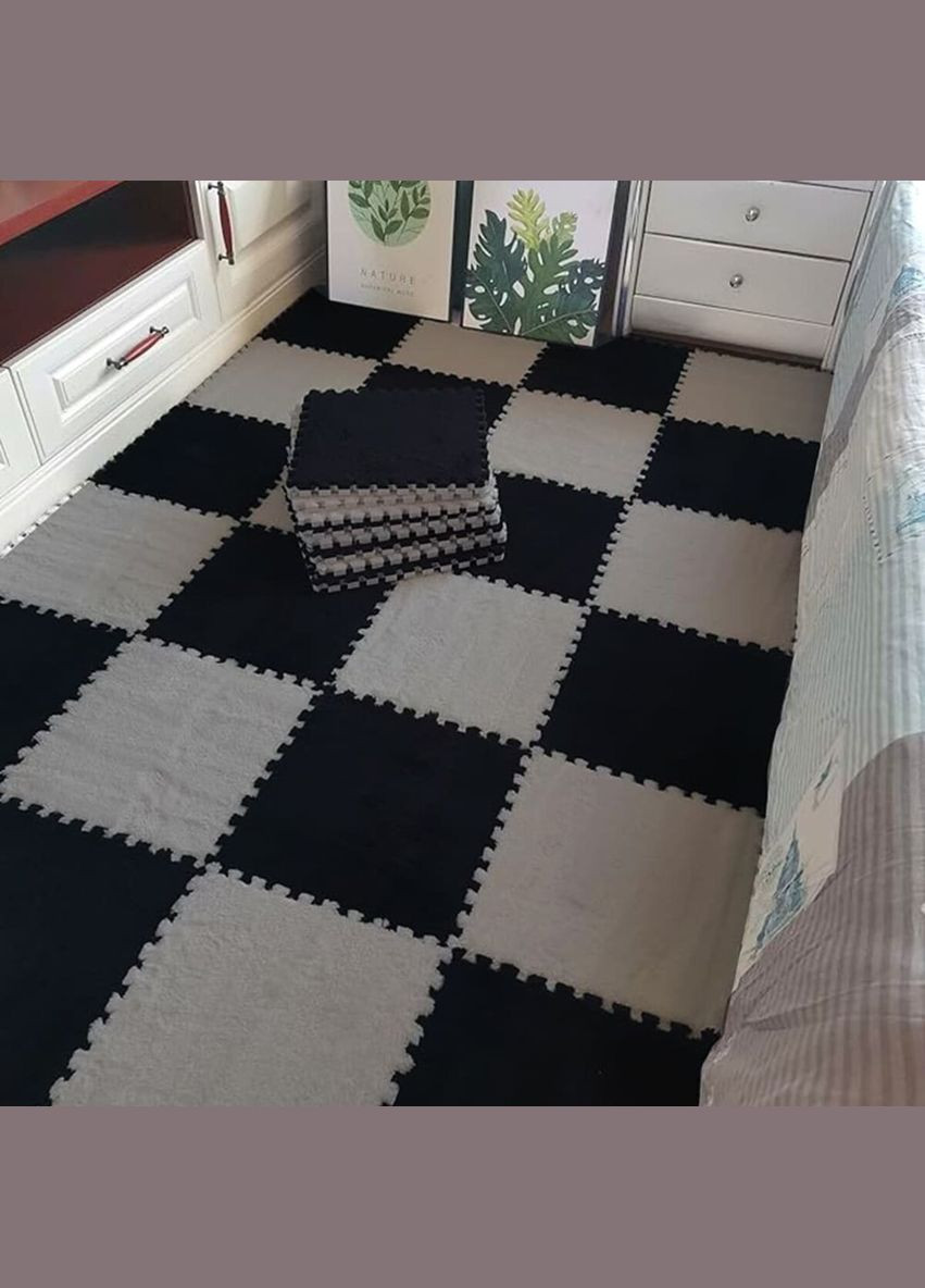 Пол-пазл плюшевый 30х30х1см Чёрный (D) SW-00002078 Sticker Wall (359476906)